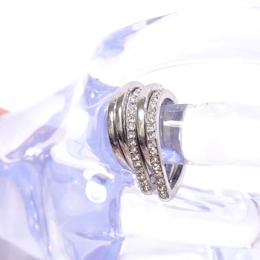 Banana Republic Women's Silver Crystal Pave V Stackable Ring Sz 6 NWT 45 - Picture 4 of 13